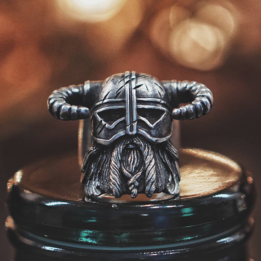 Nordic Style Horn Helmet Ring