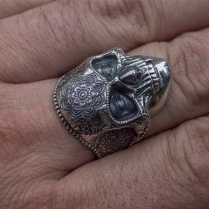 Heavy Sugar Skull Ring