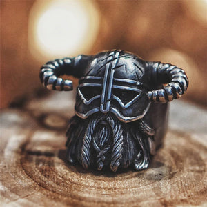 Nordic Style Horn Helmet Ring