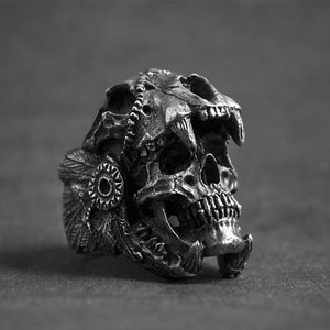 Stainless Steel Indian Jaguar Warrior Skull