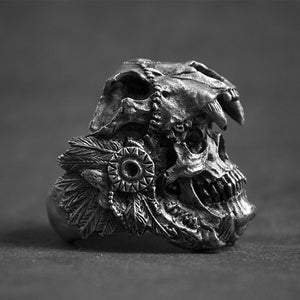 Stainless Steel Indian Jaguar Warrior Skull