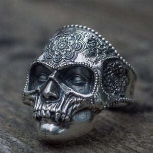 Heavy Sugar Skull Ring