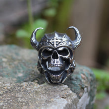 Load image into Gallery viewer, Viking Warrior Of Death Skull Ring
