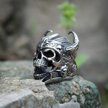 Load image into Gallery viewer, Viking Warrior Of Death Skull Ring
