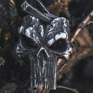 Vintage Steel Punisher Skull Pendant