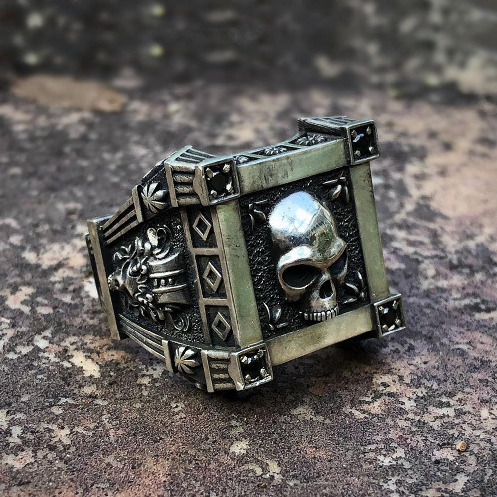 Black Zircon Skull Ring