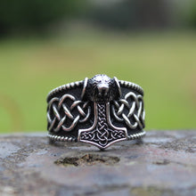 Load image into Gallery viewer, Mjolnir Celtic Knot Ring
