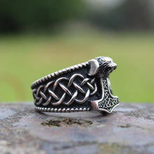 Load image into Gallery viewer, Mjolnir Celtic Knot Ring
