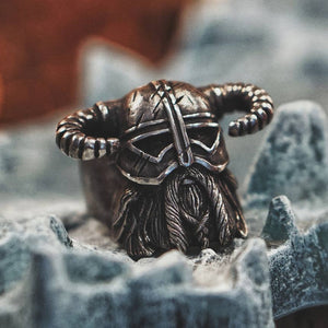 Nordic Style Horn Helmet Ring